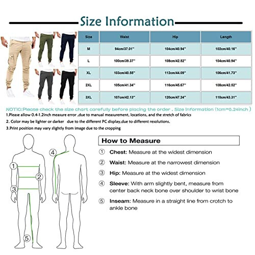 RTRDE Men's Casual Pants Solid Hiking Cargo Joggers Tactical Combat Workout Trousers with Pockets Travel Pants - 4