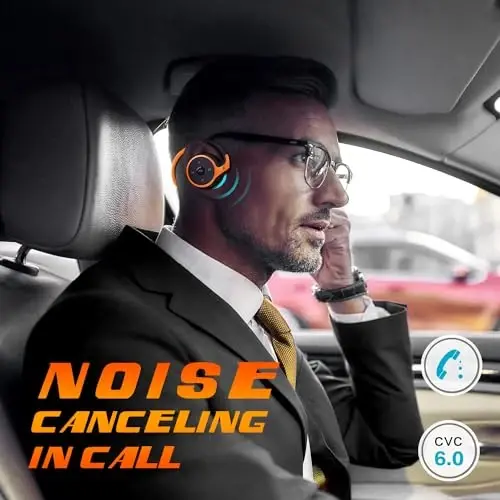 RTUSIA Small Bluetooth Headphones Wrap Around Head - Sports Wireless Headset with Built in Microphone and Crystal-Clear Sound, Foldable and Carried in The Purse, and 12-Hour Battery Life (Orange) - 5