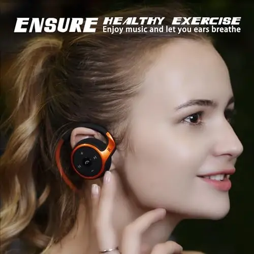 RTUSIA Small Bluetooth Headphones Wrap Around Head - Sports Wireless Headset with Built in Microphone and Crystal-Clear Sound, Foldable and Carried in The Purse, and 12-Hour Battery Life (Orange) - 6