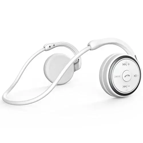 RTUSIA Small Bluetooth Headphones Wrap Around Head - Sports Wireless Headset with Built in Microphone and Crystal-Clear Sound, Foldable and Carried in The Purse, and 12-Hour Battery Life, White - RTUSIA