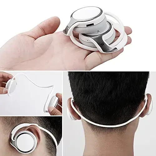 RTUSIA Small Bluetooth Headphones Wrap Around Head - Sports Wireless Headset with Built in Microphone and Crystal-Clear Sound, Foldable and Carried in The Purse, and 12-Hour Battery Life, White - RTUSIA (1)