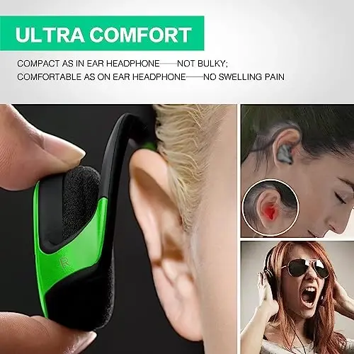 RTUSIA Small Bluetooth Headphones Wrap Around Head - Sports Wireless Headset with Built in Microphone and Crystal-Clear Sound, Foldable and Carried in The Purse, and 12-Hour Battery Life, Green - RTUSIA (1)