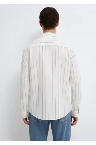 Рубашка цвета хаки в полоску Regular Fit / Normal Kesim 021 - 6