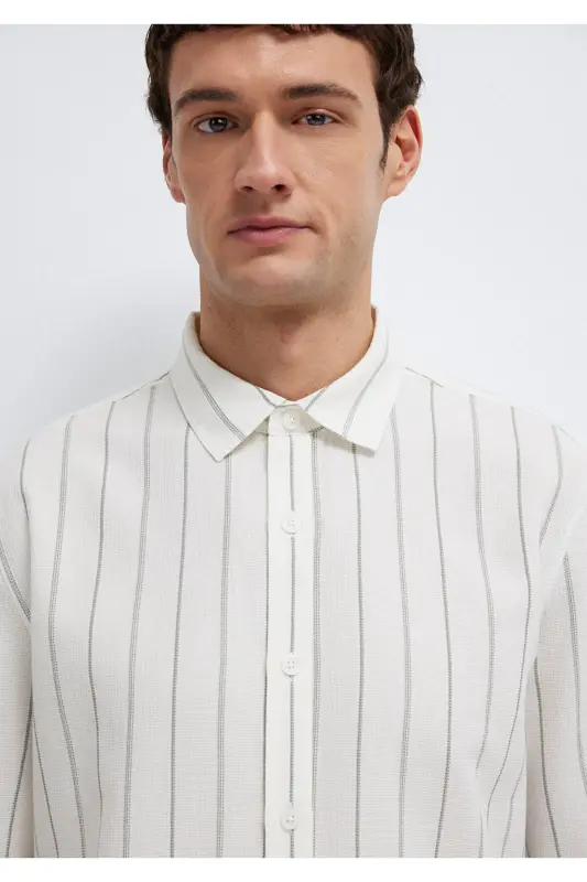 Рубашка цвета хаки в полоску Regular Fit / Normal Kesim 021 - 7