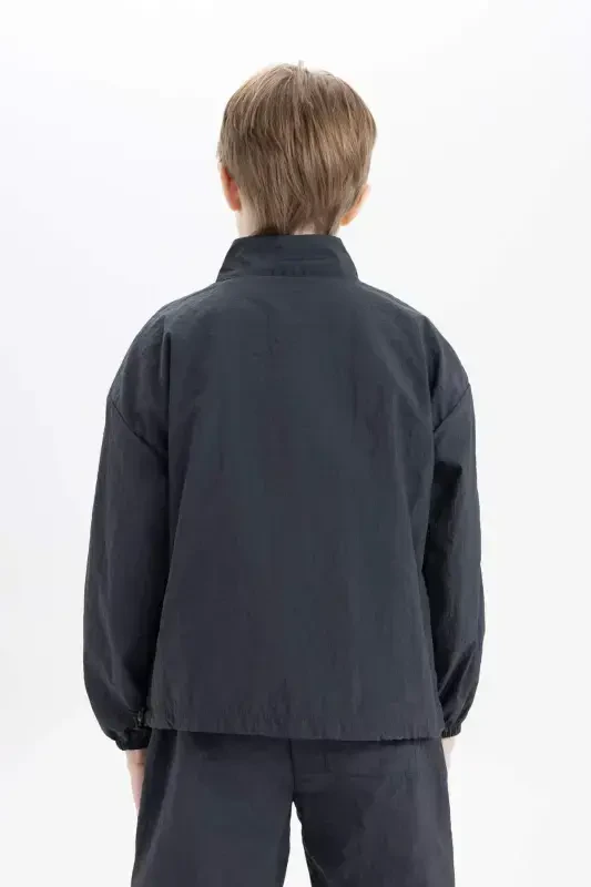 Рубашка для мальчика с длинным рукавом, оверсайз, с воротником на молнии, парашютная ткань D0331A824AU - 6