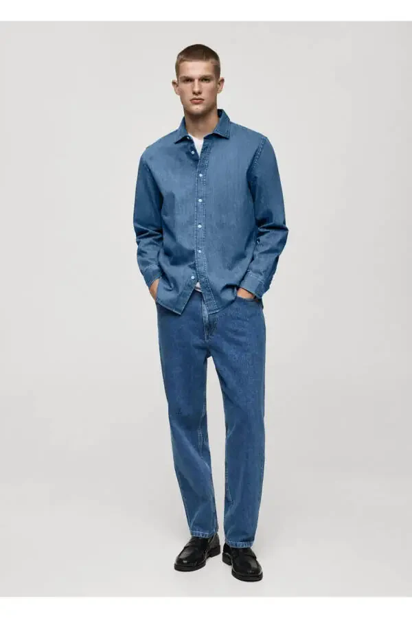 Рубашка из денима прямого кроя - 2