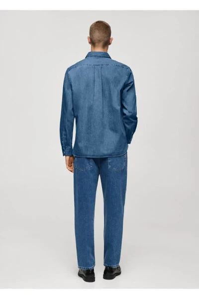 Рубашка из денима прямого кроя - 4