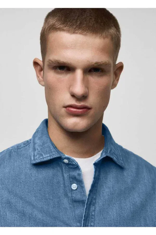 Рубашка из денима прямого кроя - 8