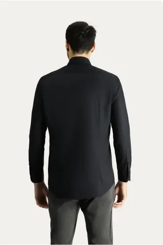 Рубашка из хлопка с длинным рукавом, Slim Fit, узкий крой, без глажки - 5