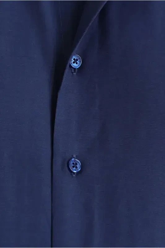 Рубашка из хлопка с длинным рукавом, узкого кроя, классического стиля - 6