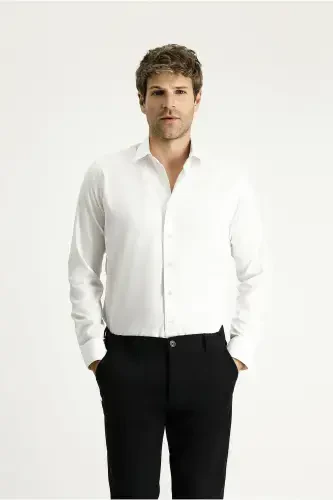 Рубашка классическая хлопковая, узкого кроя, с длинным рукавом, Slim Fit - 1