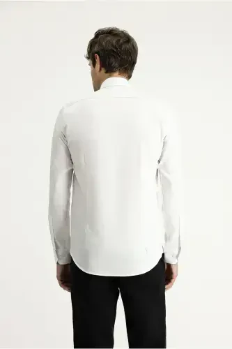 Рубашка классическая хлопковая, узкого кроя, с длинным рукавом, Slim Fit - 4