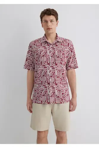 Рубашка красная с принтом Loose Fit / Свободный крой - 3