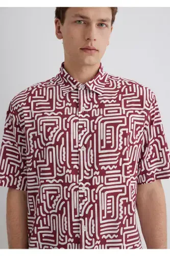 Рубашка красная с принтом Loose Fit / Свободный крой - 5