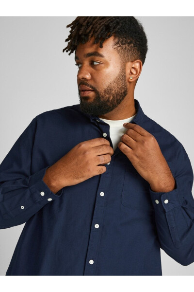 Рубашка оксфорд Jack&Jones для мужчин больших размеров, темно-синяя - 4