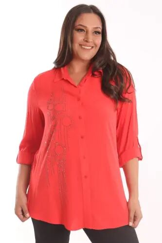 Рубашка оверсайз Angelino размера plus size из ткани с коралловым принтом - 1