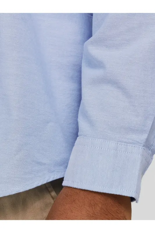 Рубашка Oxford Jack&Jones для мужчин больших размеров светло-голубого цвета - 7
