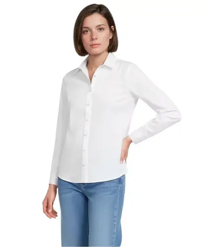 Рубашка Petite No Iron Button Front — белая - 4