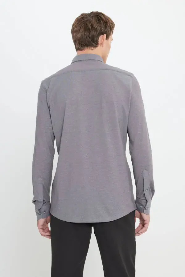 Рубашка приталенного кроя Slim Fit из хлопка с воротником на пуговицах - 6