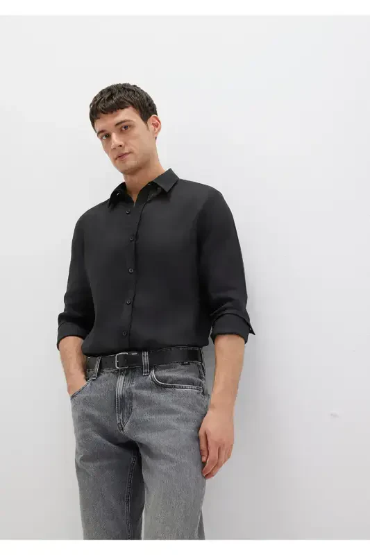 РУБАШКА С ДЛИННЫМ РУКАВОМ Чёрный - 3