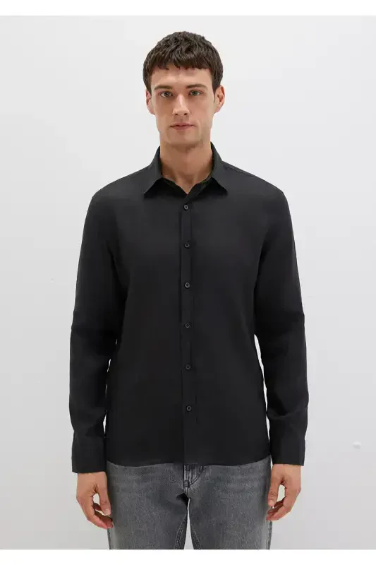 РУБАШКА С ДЛИННЫМ РУКАВОМ Чёрный - 4