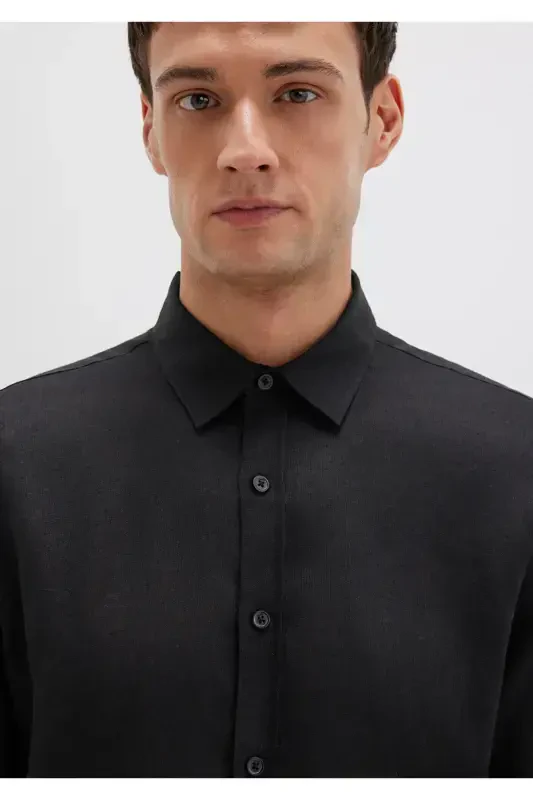 РУБАШКА С ДЛИННЫМ РУКАВОМ Чёрный - 6