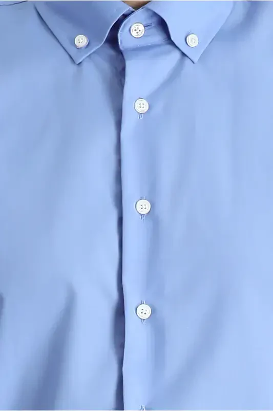 Рубашка с длинным рукавом Regular Fit Non Iron, не требующая глажки, хлопковая, на пуговицах, с воротником - Aqua Mavisi - 6