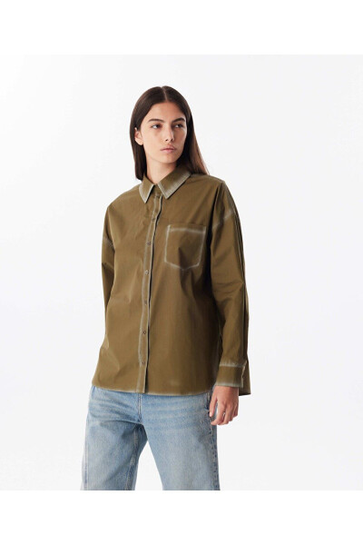 Рубашка с эффектом контрастной ручной росписи - 1