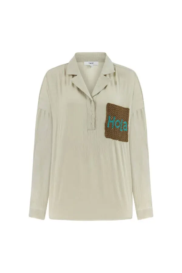 Рубашка с контрастными карманами - 3