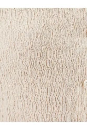 Рубашка с короткими рукавами, блузка с воротником на пуговицах, жатая ткань-экрю - 6