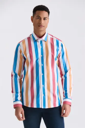 Рубашка Saks Slim Fit в полоску из 100% хлопка 