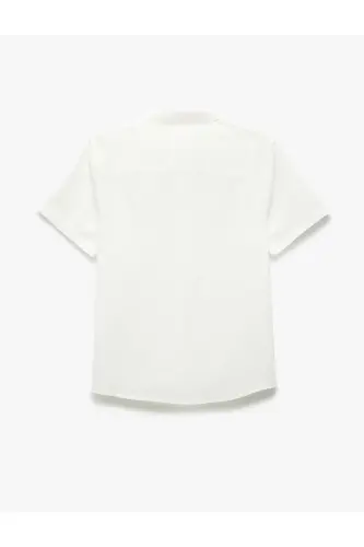 Рубашка Slim Fit из хлопка с короткими рукавами и карманом - Ekr - 4