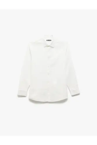 Рубашка Slim Fit с длинными рукавами и итальянским воротником из хлопка - Be 