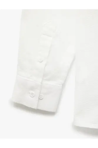 Рубашка Slim Fit с длинными рукавами и итальянским воротником из хлопка - Be - 4