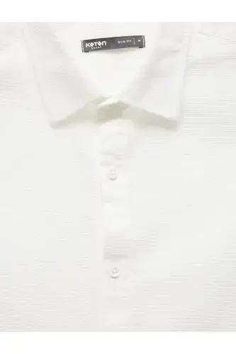 Рубашка Slim Fit с длинными рукавами и итальянским воротником из хлопка - Be - 3