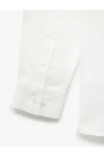 Рубашка Slim Fit с длинными рукавами и итальянским воротником из хлопка - Be - 4