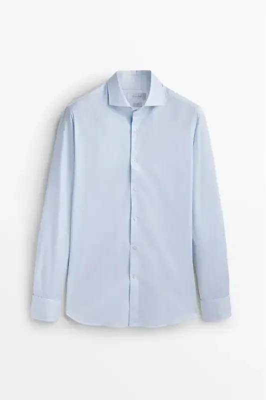 Рубашка Slim Fit с двойными манжетами и рубчиками - 3