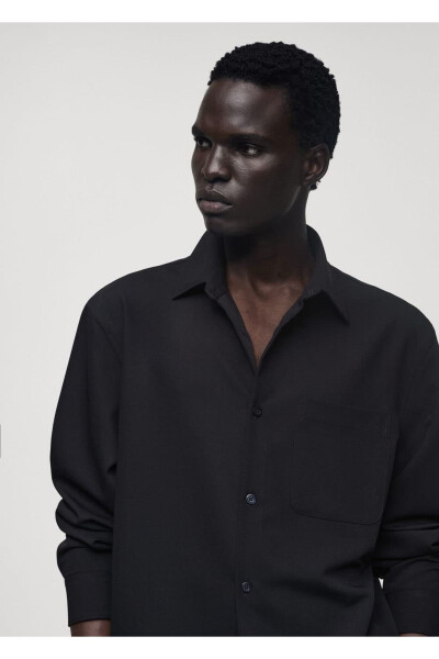 Рубашка свободного кроя с карманом - 6