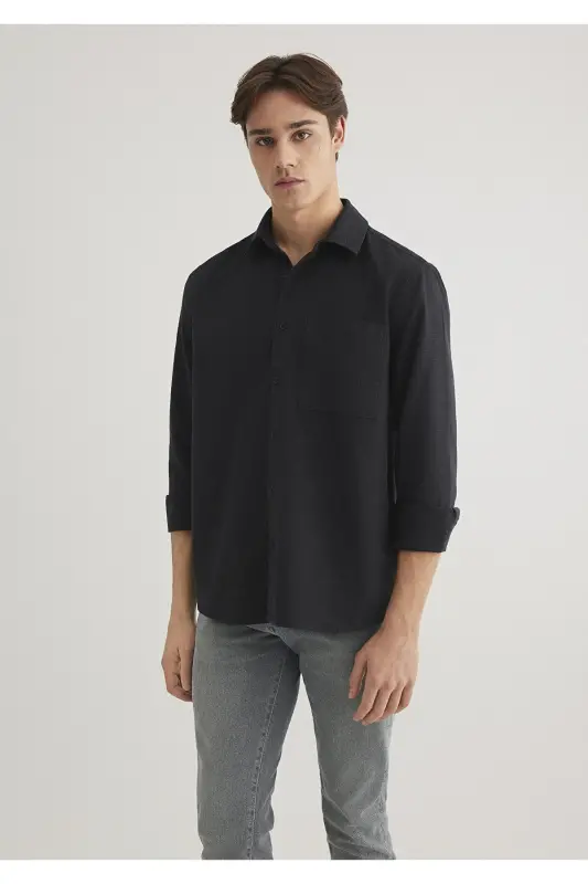 Рубашка в клетку черная лиоцелл Regular Fit / Normal K - MAVI