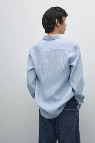 Рубашка в полоску Regular Fit из 100% льна - MASSIMO DUTTI (1)