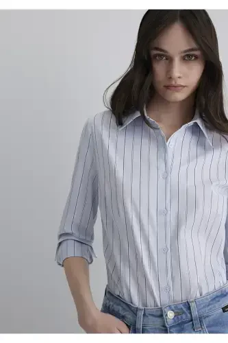 Рубашка в полоску синяя Regular Fit / Normal Kesim 121 - MAVI (1)