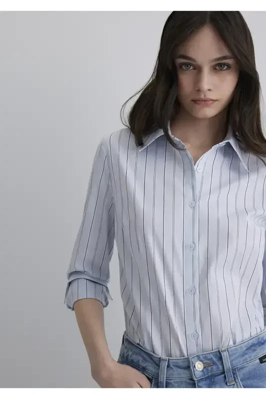 Рубашка в полоску синяя Regular Fit / Normal Kesim 121 - 2