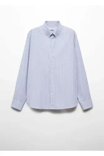 Рубашка хлопковая с полосками, Regular Fit - Голубой - 3