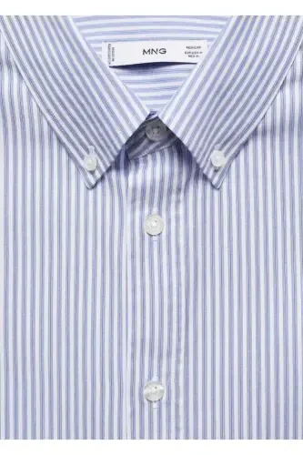 Рубашка хлопковая с полосками, Regular Fit - Голубой - 6