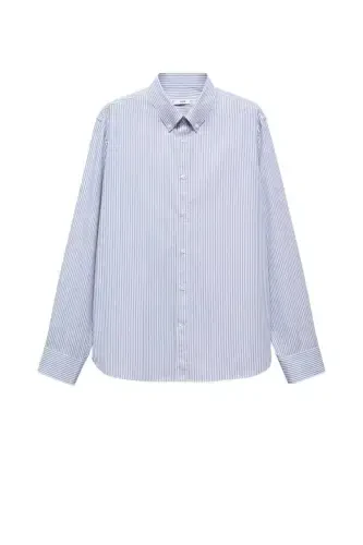 Рубашка хлопковая с полосками, Regular Fit - Голубой - 7