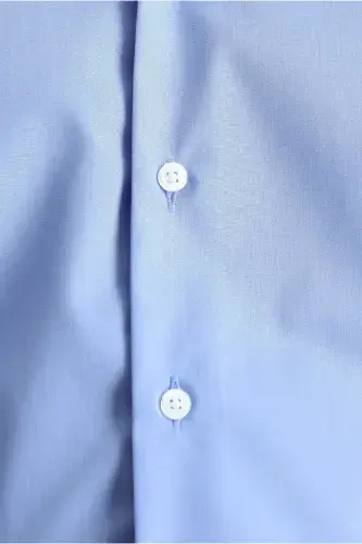 Рубашка хлопковая Slim Fit с длинным рукавом, зауженная, не требующая глажки, Non Iron - аквамариновый - 6