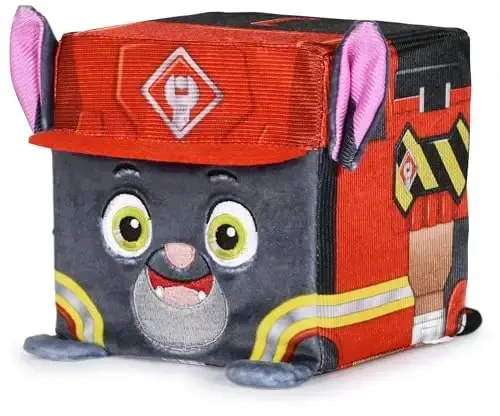 Rubble & Crew Stuffed Animals, Charger, 4-Inch Cube-Shaped Plush Toy for Kids Ages 3 and Up - RUBBLE