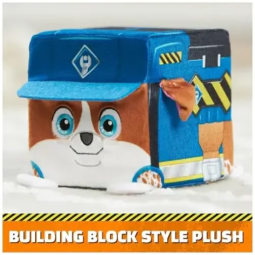 Rubble & Crew Stuffed Animals, Wheeler, 4-Inch Cube-Shaped Plush Toy for Kids Ages 3 and Up - RUBBLE (1)