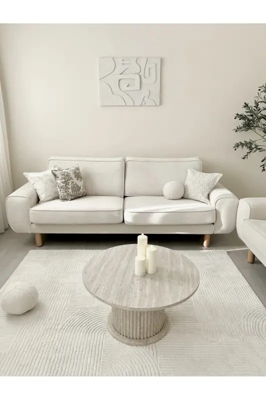 RUBY Serisi 4m2 6m2 Yolluk Salon Oturma Odası Çocuk Odası Koridor Halısı Modelleri-KREM - 7