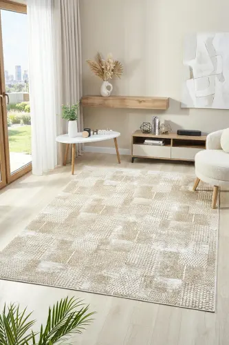 RUBY Serisi 4m2 6m2 Yolluk Salon Oturma Odası Çocuk Odası Koridor Halısı Modelleri-Kahverengi - 4